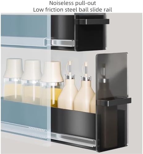 Pull Out Spice Rack Organizer with Drawer - Kitchen Countertop Storage for Seasonings, Condiments & Food Containers - Includes 2 Pot Lid Racks for Efficient Kitchen Organization