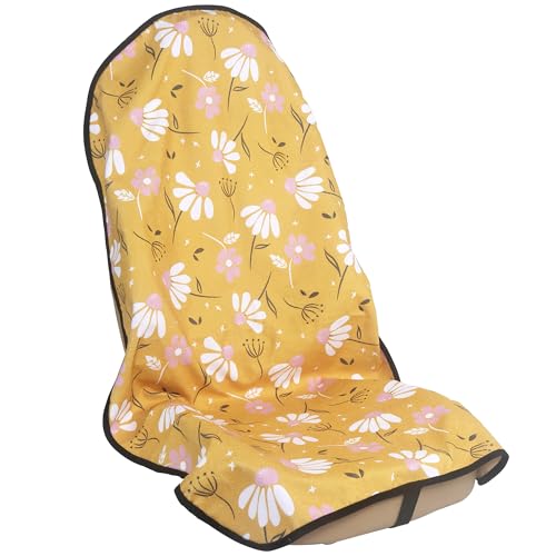 LoyaGour Car Seat Cover Protector Front Seats for Gym Workout Running Swimming Beach and Hiking Waterproof Sweat Towel Bucket Seat Covers for Cars SUV Trucks (Chamomile and Yellow 1Pcs)