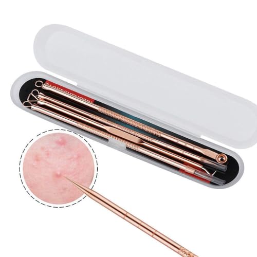 4 Pcs/Set Rose Gold Stainless Steel Blackhead Remover Pimple Comedone Double for Head Extractor Skin Care Tools