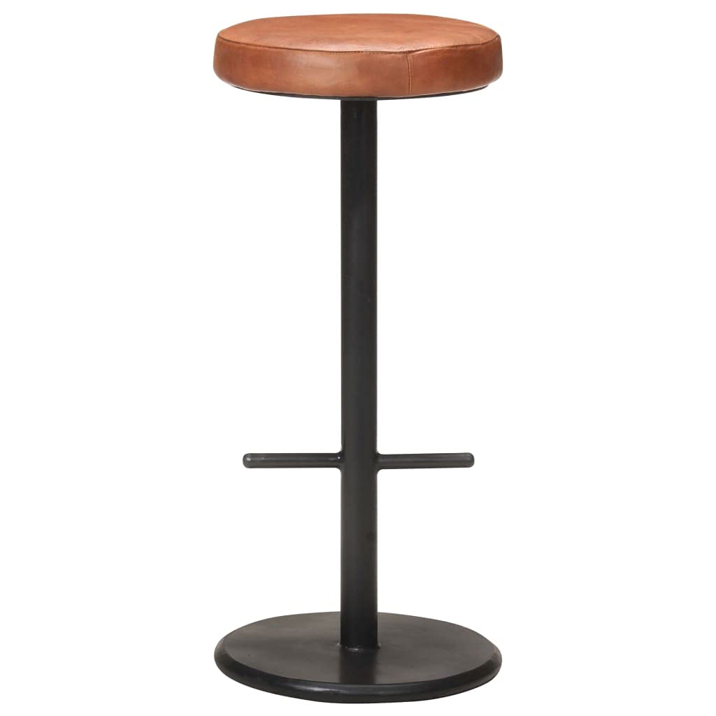 Generic Juego de 2 Taburetes de Bar de Cuero Genuino, Asientos Suaves, Estructura de Hierro Robusta, Ideal para el Hogar, con Reposapiés, Taburetes de Bar 2 Piezas de Cuero Genuino (Marrón)