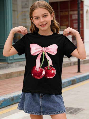 Image of Girls' Graphic Tees Summer Cute Tops Casual Short Sleeve Crew Neck T Shirts