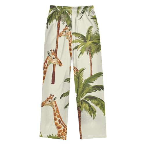 ZZXXB Giraffe and Trees Boys Long Pants Soft Trousers Elastic Waist Kids Lounge Bottoms with Pockets S-XL2