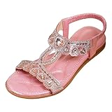 Sandals Womens Vintage Beach Open Toe Soft Flat Sandals for Women Dressy Summer Casual Boho Rhinestones Outdoor Wedges