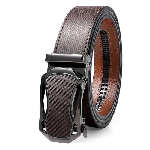 WERFORU Herren Gürtel Leder Automatik Ratsche Ledergürtel für Männer Anzug Business Kleidung, Breit 35mm, Kaffee