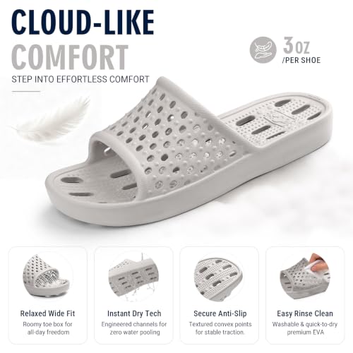 Image of Aoowoll Mens Shower Shoes With Holes Dry Quickly Bath Slippers Womens Non Slip Indoor Home Bedroom Pool Spa Guest College Dorm