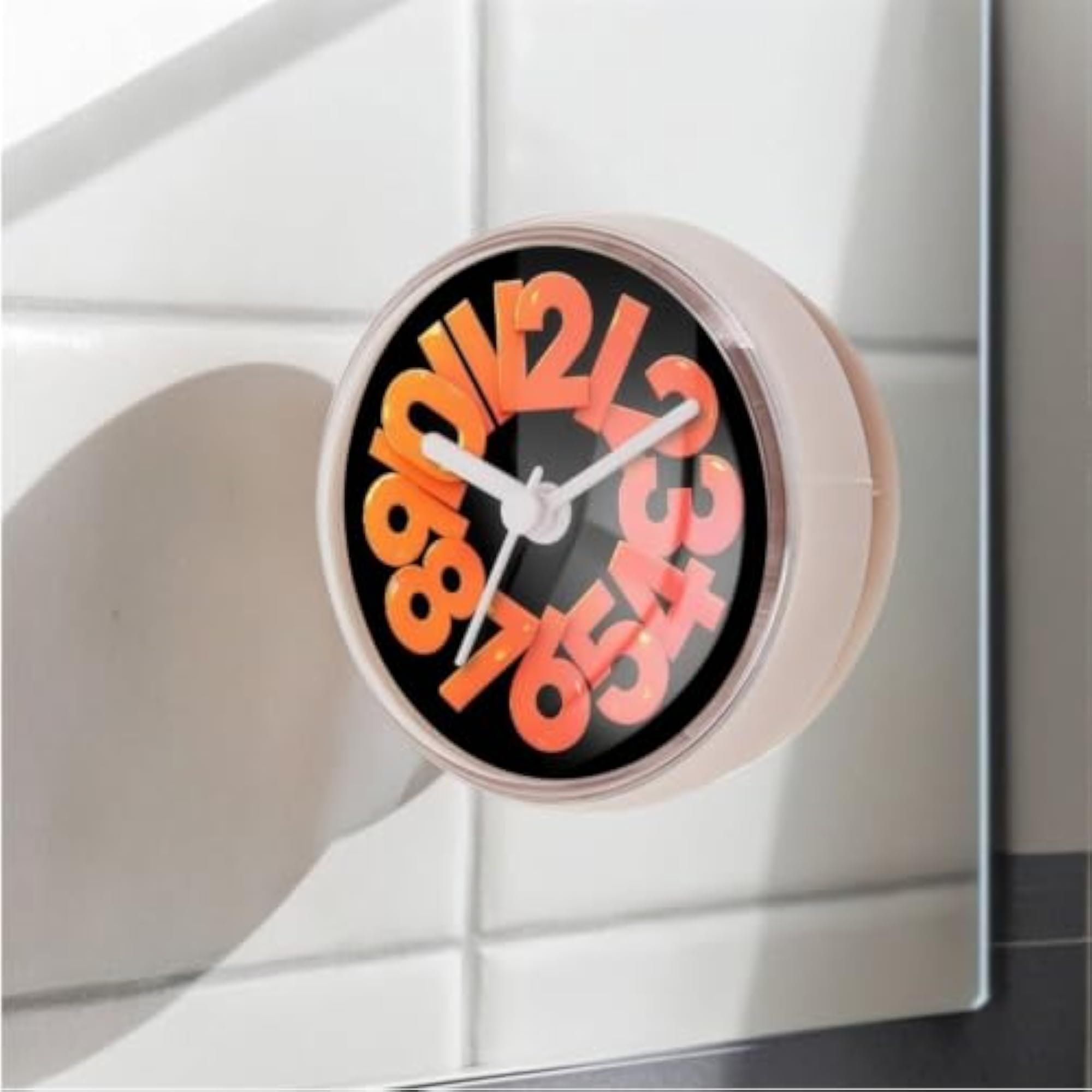 Waterproof Mini Bathroom Clock with Suction Cup, Dark Grey