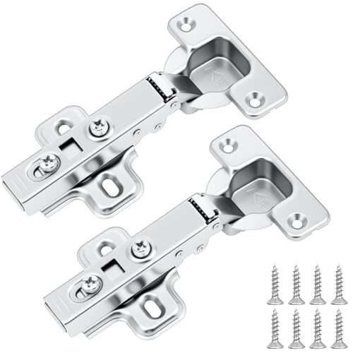 NUTKIT 2 Unidades Bisagras para Puertas de Cocina, Cierre Suave con Amortiguación Hidráulica, Incluye 8 Tornillos, Bisagra Completa (Superposición Completa) para Armarios y Muebles