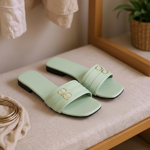 Image of Women's Slippers | Comfortable Flat Chappals for Women with Bow Detail | Stylish Casual Chappals, Trendy Summer Sandals, Comfortable Footwear for Daily Use