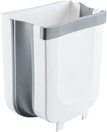 Miniatura 2 de Restaurantware RW Base - Cubo de basura plegable de 11.4 x 10 x 7.1 pulgadas, 1 bote de basura plegable, con ranura en forma de U, color gris, placa
