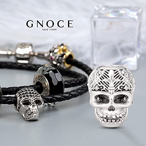 Image of GNOCE Skull Pendant Charm Silver Dangle Charms Bead fit Bracelet /Necklace Jewelry Gift for Women Men