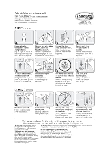 Command Bath Water-Resistant Adhesive Refill Strips, Re-Hang Medium and Large Bath Hooks or Caddies, 2-Medium, 4-Large - image 9