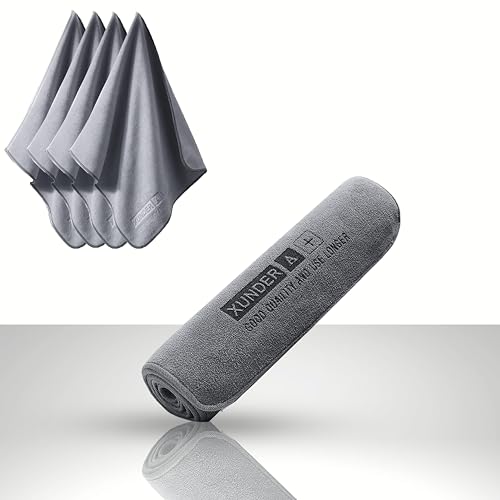 KitchEase Microfiber Cloth - 4 pcs - 30x30 cm - 600 GSM Grey! Thick Lint & Streak-Free Multipurpose Cloths - Automotive Microfiber Towels for Car Bike Cleaning Polishing Washing & Detailing