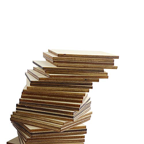 100PCS Unfinished Blank Wood Squares, Wooden Squares Cutout Tiles for DIY Arts Crafts, Handmade Wedding Ornaments, Centerpieces, Board Game Pieces, Ornaments for Book Signing.(5cm/2inch)