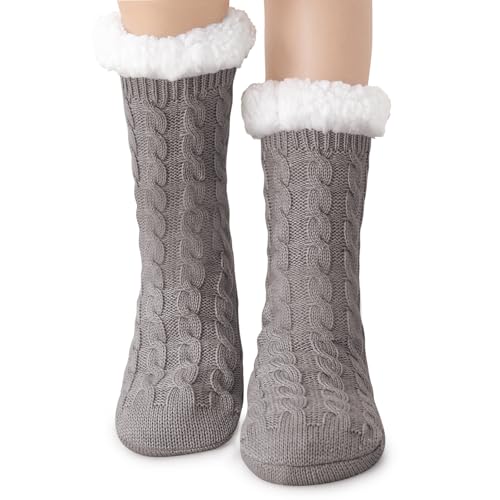 Effeet Calcetines Térmicos Mujer Antideslizantes de Peluche Grueso y Calientes, Calcetines para Casa y Dormir, Regalo Navidad 36-42 Grey Effeet Calcetines Térmicos Mujer Antideslizantes de Peluche Grueso y Calientes, Calcetines para Casa y Dormir, Regalo Navidad 36-42 Grey