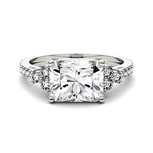 Charles & Colvard 14K White Gold Moissanite 9x7mm Radiant Moissanite Engagement Ring, 2.90cttw DEW4