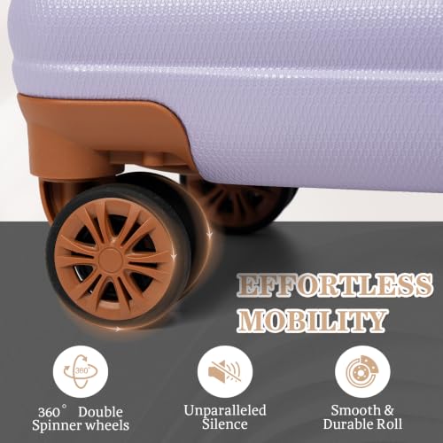 Image of Cobens Luggage Sets 5 Piece, Suitcases with Wheels, 20 inch /24 inch /28 inch,Purple