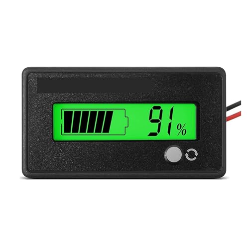 デジタル電圧・電流計 12V 24V 36V 48V 72V 容量電圧計(アラーム、ゲージインジケーター付き)(Blue)