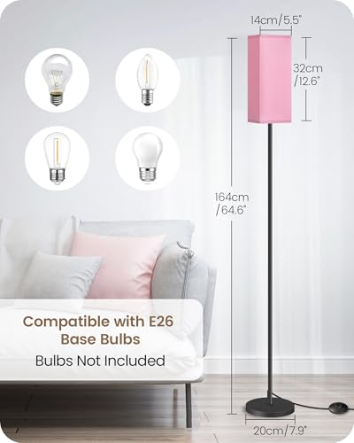 Image of Floor Lamp, Pole with Foot Switch, Modern Standing Lamp Shade, Minimalist Freestanding Lamp (Bulb Not Included), for Living Room, Bedroom Office ETL Listed, Black and Pink P07LD05