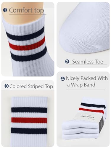 Image of COTTON DAY Women's Soft Combed Cotton Socks Seamless Toe Black White Navy