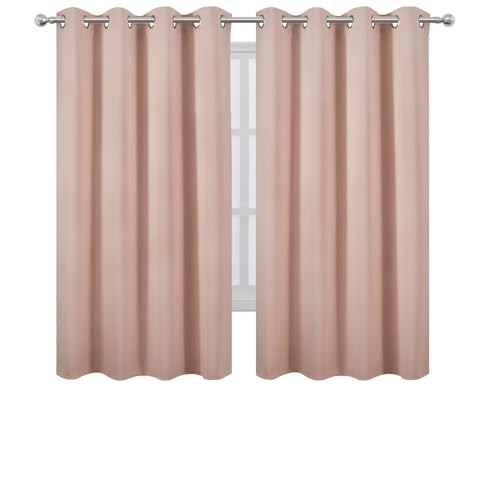 Image of LEMOMO Blush Blackout Curtains 52 x 63 Inch Length /Set of 2 Curtain Panels /Thermal Insulated Room Darkening Curtains for Bedroom and Living Room