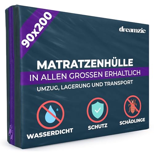 Dreamzie Matratzenhülle 90 x 200 cm (Dicke 30cm) Blickdicht aus Kunststoff reißfestes Material Matratzentasche für Matratzen Aufbewahrung Umzug und Transport mit Reißverschluss