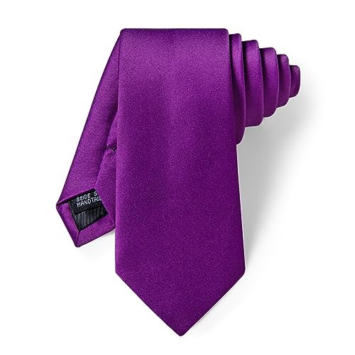Image of YourTies Skinny Ties for Men Satin 2.4 inch Slim Necktie with Pocket Square Tie Clip Set Solid Color Wedding Party Business