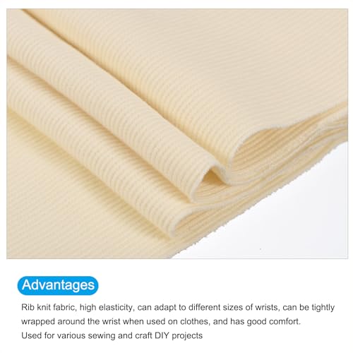 Image of MECCANIXITY 39 inch Elastic Cuffs Ribbed Trims Cotton Fabric Knit Rib Stretch Tape Cuff Sleeve Waistband for Sewing, 8 inch Wide Beige