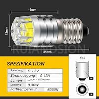 Ruiandsion 2pcs 2W COB 3V E10 LED Upgrade Birne Ersatz für Taschenlampen Taschenlampe Scheinwerfer Scheinwerfer, Weiß – Ansicht 4
