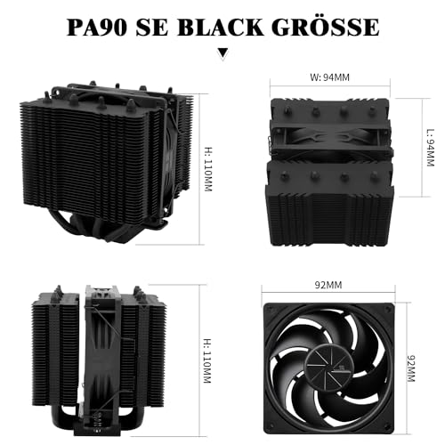 Thermalright Peerless Assassin 90 SE chłodnica powietrza CPU, wentylator procesora o wysokości 110 mm, grzejnik komputerowy, do AMD:AM4 AM5/Intel LGA 1851/1700/115X/1200(PA90SE, czarny)