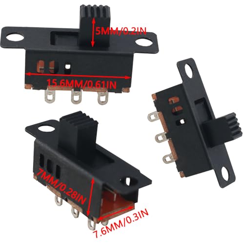 JJHXSM 20 peças de trava deslizante preta 2P3T 6 terminais 5 mm interruptor de travamento usado para