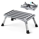 Aluminium Klapptritt Trittstufe mit Griff, 4-Stufige Höhenverstellbarer Tritthocker [19-23cm], 350Kg Belastung & Anti-Rutsch, für Wohnmobile, Garten, Camping, Küche, Hundetreppe