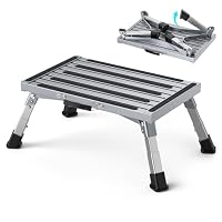 Aluminium Klapptritt Trittstufe mit Griff, 4-Stufige Höhenverstellbarer Tritthocker [19-23cm], 350Kg Belastung & Anti-Rutsch, für Wohnmobile, Garten, Camping, Küche, Hundetreppe
