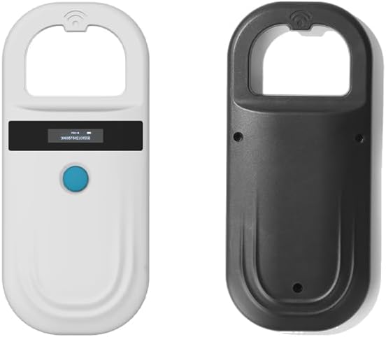 Pet ID Microchip Scanner180 ISO11784/85/FDX-B/EMID Animal Handheld Reader,134.2kHz PetID Scanner Rechargeable Animal Chip Registration, for Dog/Cat/Pig/Animal (White)