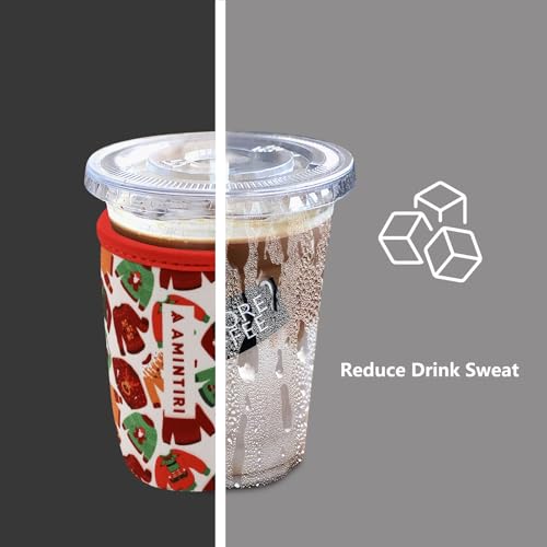 Image of 3 Pack Reusable Sleeve for Iced Coffee Cup, Coffee Neoprene Sleeve for Iced&Hot Drinks, Coffee Sleeve Compatible with Starbucks, Dunkin Coffee Cup. (Christmas Sweater)