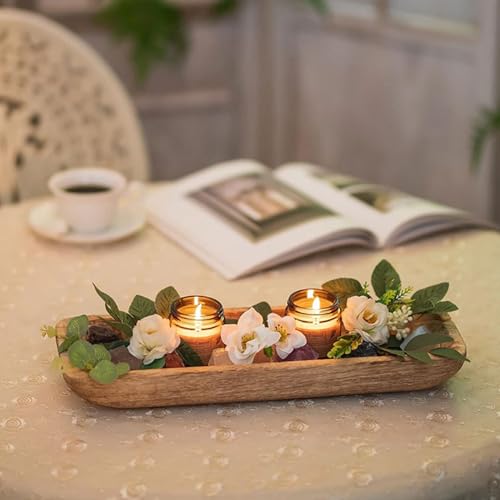 Bol en bois vintage chic de 16 pouces pour centre de table élégant