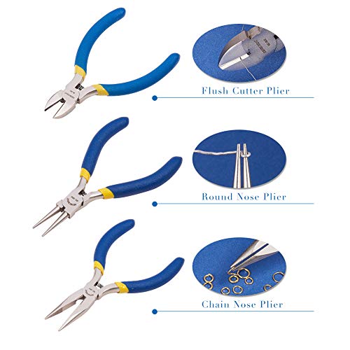 Benecreat 3-Piece Jewelry Pliers Sets For Jewelry Making - Long Nose Pliers, Side-Cutting Pliers, Round Nose Pliers #TOP1