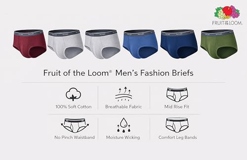 Image of Fruit of the Loom Men's Breathable Cotton Micro-Mesh Briefs, 6 Pack - 6 Pack - Assorted Medium