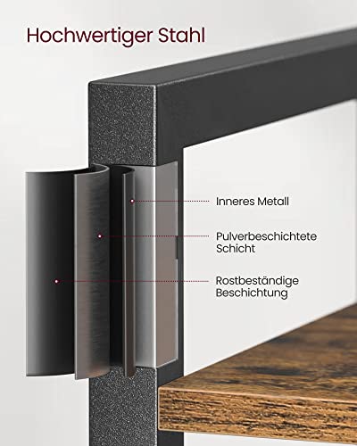 VASAGLE Regal, Bücherregal, Standregal, DVD-Regal, mit 6 Ebenen, Büroregal, offene Ablagen, für Büro, Wohnzimmer, Schlafzimmer, Küche, 30 x 40 x 186 cm, vintagebraun-tintenschwarz LLS101B01