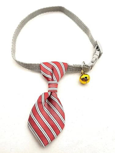 Image of Cat Collar, Breakaway with Cute Tie and Bell for Kitty and Some Puppies, Adjustable Inch I Color As Per Available (Pack of-2)
