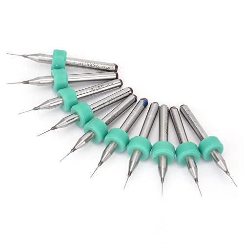 10-teiliger Mini-Bohrer-Satz 0,6-1,5mm - Hartmetall, Für Leiterplatten & Feinheiten, Schaft 3,175mm