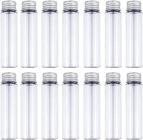 DEPEPE 30pcs 50ml Clear Flat Plastic Test Tubes with Screw Caps, 28×108mm Tubes for Candy and Beads Storage, Scientific Experiments