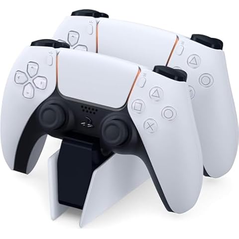 PS5 Controller Charger - Dual Fast Charging Dock Stand Replacement Docking Station Accessories Kit for PlayStation 5 DualSense Controller – Click in Design and No Annoying Lights Cover