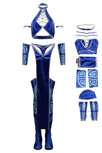 SIDNOR Kitana Cosplay Costume Kitana Jumpsuit Armband Wristlet Fullset Adults Womens Bodysuit Halloween Outfits