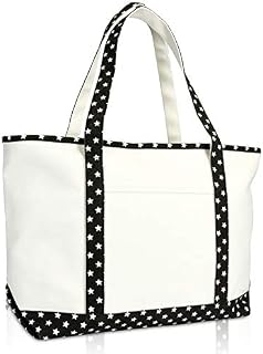 DALIX 23" Premium 24 oz. Cotton Canvas Shopping Tote Black Star