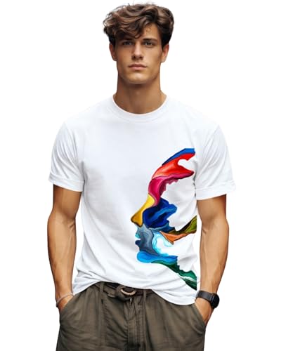 Image of INKKR Regular Fit Half Sleeves Round Neck Typographic Printed Cotton T-Shirt