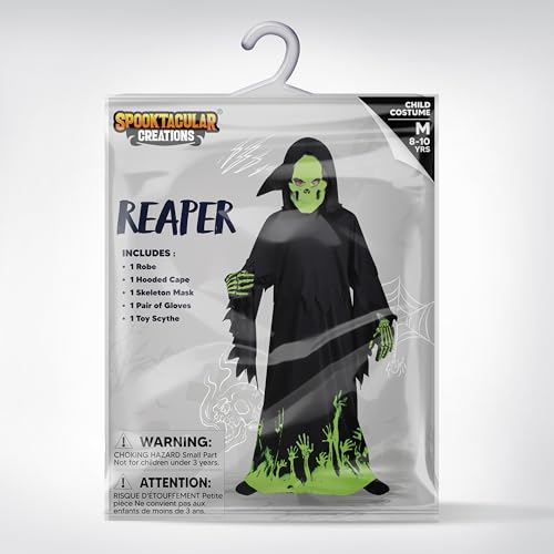 image for Spooktacular Creations Glow in the Dark Grim Reaper Costume for Boys, 