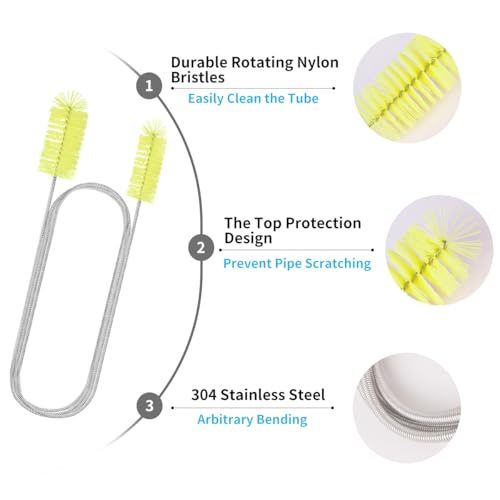 Image of Flexible Drain Brush, 66 inch Extra Long Pipe Cleaners with 2 Pcs Straw Brush