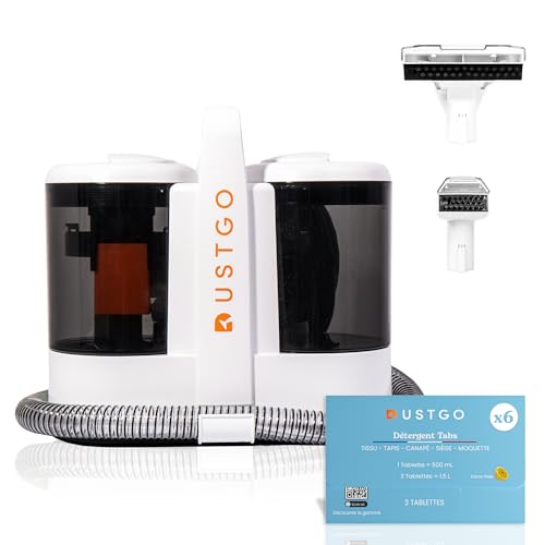 DUSTGO - Shampouineuse Canapé Tissu, Nettoyeur pour Tapis & Moquettes, Moteur 600W, Compact et...
