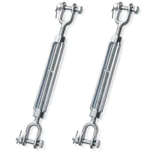 Image of Goaste 2 Pack 1 /2 Inch M12 Turnbuckle Hook, Hot Dipped Galvanized Steel Jaw and Jaw Turnbuckle, Heavy Duty Turnbuckle with 2205 lbs Working Load Limit for Tractor Sun Shades Cables Tent Installation
