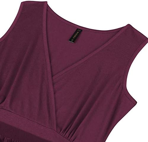 WOOSEA Women Sleeveless Deep V Neck Pocket Loose Long Dress Split Maxi Casual Dresses - Image 3